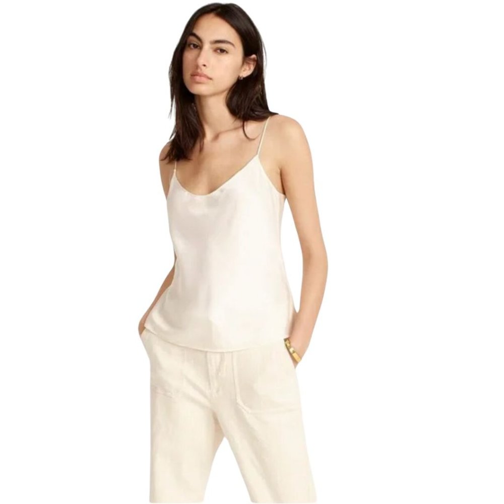 J.Crew Washable Silk Charmeuse Camisole Top Cream M
